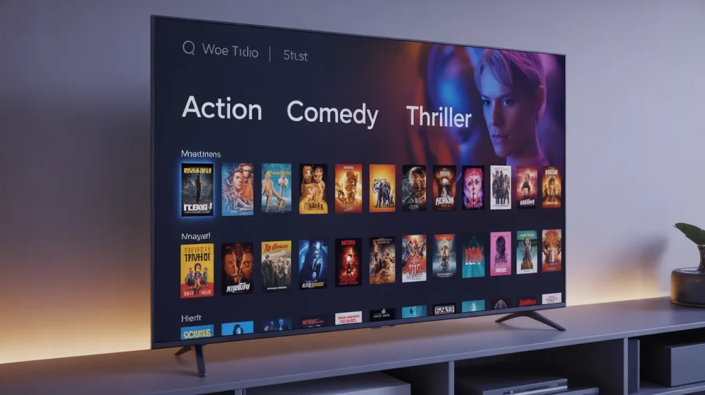 ppcine streaming app interface on smart tv